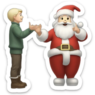 Full height Actively gesturing with hands pale skin Santa Claus sticker