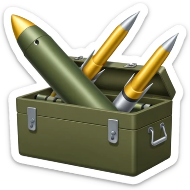 A military box filled with combat missiles sticker