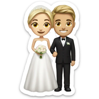 Brunette bride with blonde groom sticker