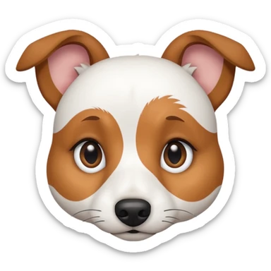 a fully white jack russell the size of a kelpie with light brown ears and a light brown patch on one eye sticker