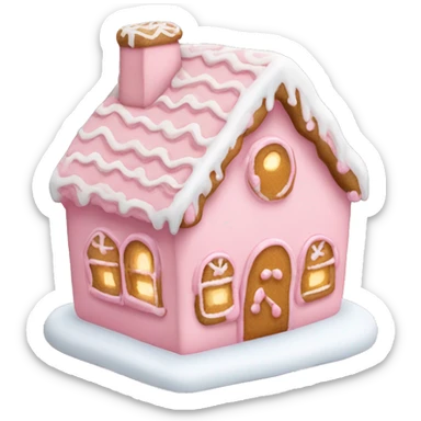 Cosy light pink gingerbread house  sticker