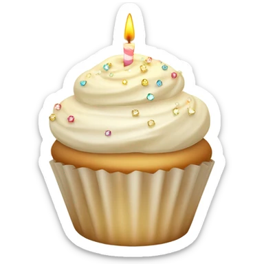 Total White beige cupcake with sparkler candles sticker