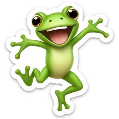 Happy cute frog jumping  sticker