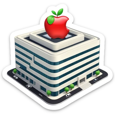 apple brand company building. looks realistic sticker