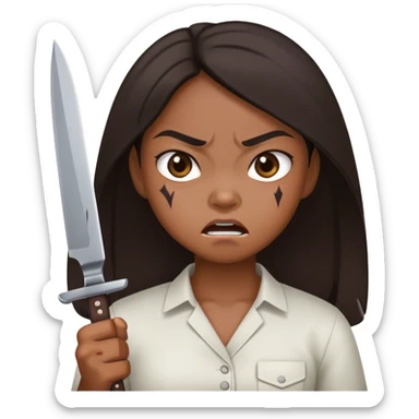 angry filipina girl holding knife sticker