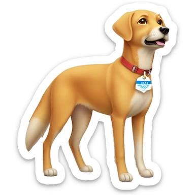 Red fox lab dog with name tag “Oliver” sticker