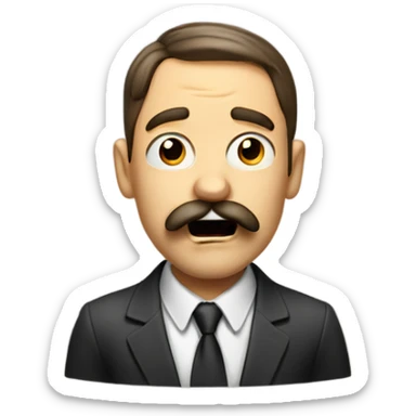 Little funny man with nice mustache yelling sticker