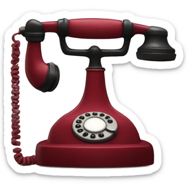 50's dark red telephone sticker