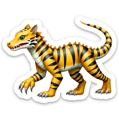 Alligator-Dragon-Tiger-Lynx-Bobcat-Fakémon-hybrid-creature with a long muzzle, full body sticker