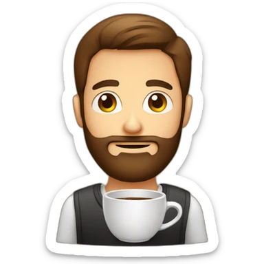 homem com barba segurando um copo café sticker