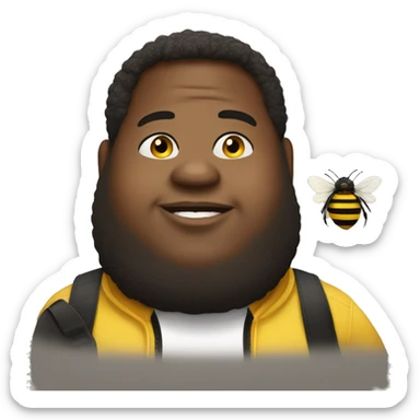 Fat black guy on a bumble bee sticker