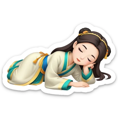 Beautiful girl in Hanfu lying on the ground sleeping sticker