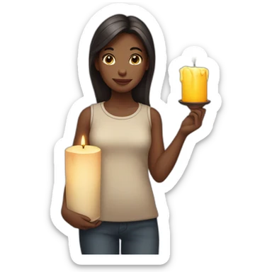 girl stands with a candle in her hand sticker
