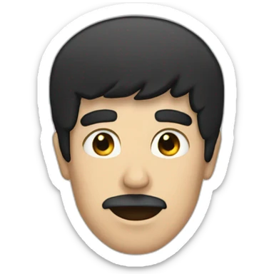 man with black hair and a black rectangle right above his mouth sticker