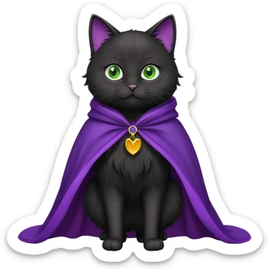 wblack cat in purple cloak sticker