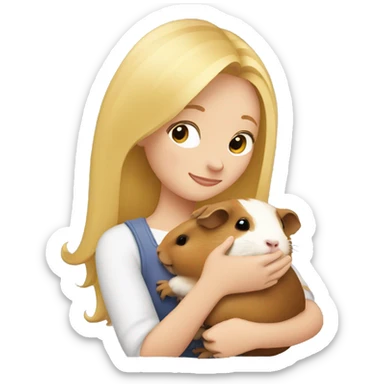 Blonde Woman hugging a guineapig sticker