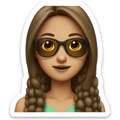 Girl wearing sunglasses having brown hair  sticker