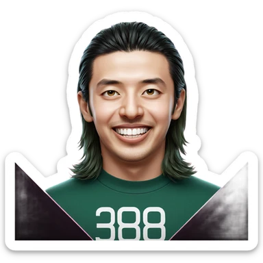 smiling boy in green shirt sticker