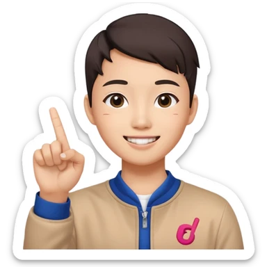 Asian with tiktok logo point up with one finger  sticker