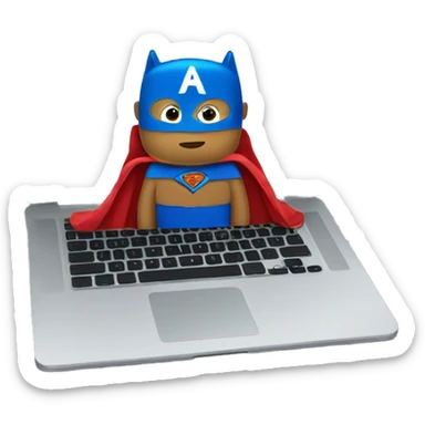 laptop wearing a superhero cape sticker