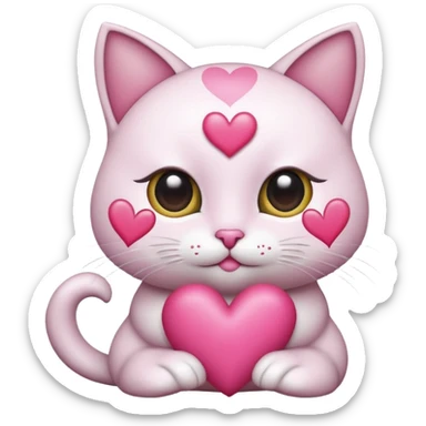 GATITA ENAMORADA CON UN MOÑO CON OJOS DE CORAZON  sticker
