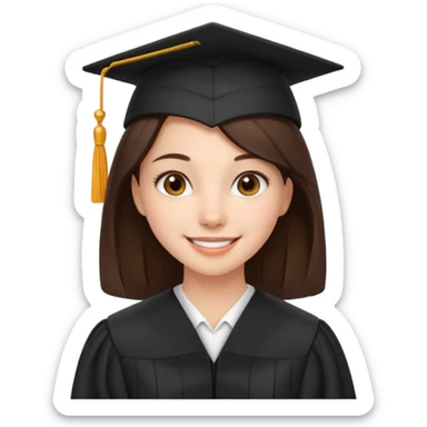 young brunette girl university graduate sticker
