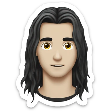 a goth long haired young guy handsome sticker