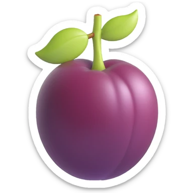 a plum with a bite mark sticker