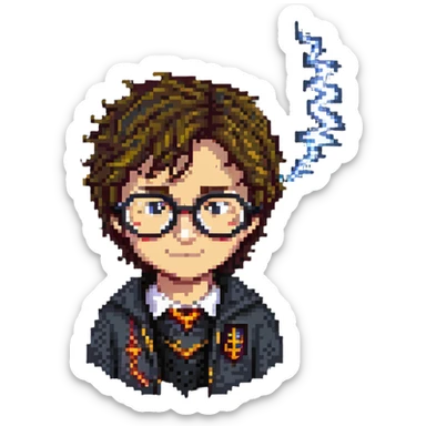 Harry Potter with glasses and a lightning scar sticker