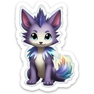 Anthro Scalie Spiky Cool Edgy Magical Shiny Colorful Pastel Sparkle Kemono-style Chibi Fantasy-Animal-Fakémon-Pokémon-Hybrid Fur Sona Aesthetic Full Body sticker