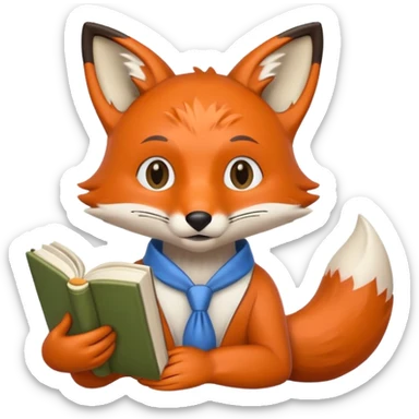 student fox with book sticker