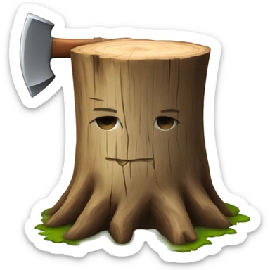 Tree stump with an axe cleaved in  it  sticker