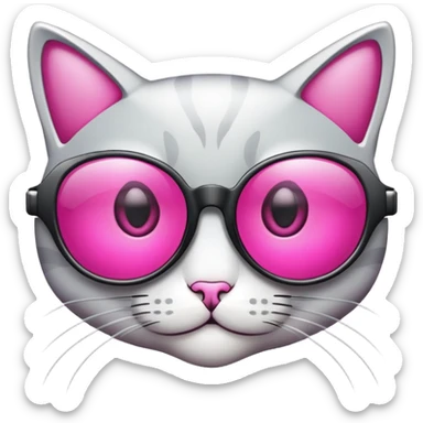 cat-eye shaped safety glasses with bright pink lenses, fashionable protection sticker