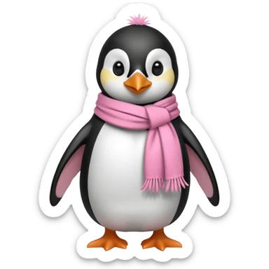 penguin with pink scarf  sticker