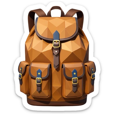 backpack brown emoji low poly  sticker