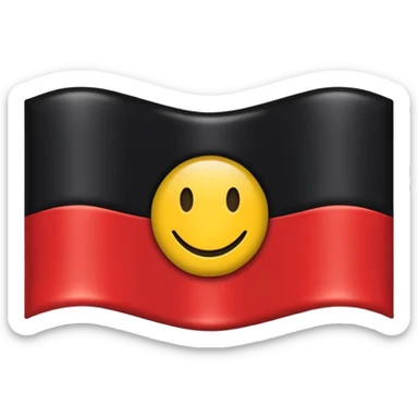 A wawy black and red rectangle with medium sized yellow circle in the middle flag sticker