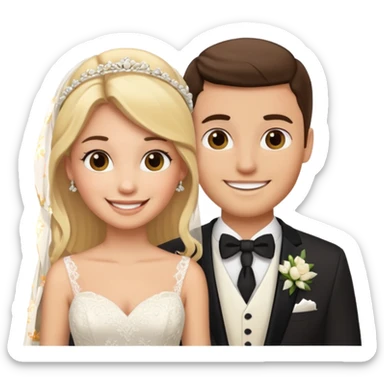 brunette groom blonde brideemoji sticker