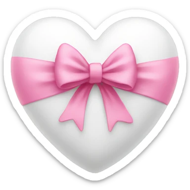 White heart with pink bow  sticker