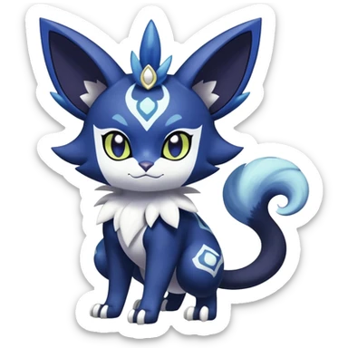 Shiny Exotic Badass Colorful Ethereal Royal Mysterious Gothic Meowstic-Noibat-Pokémon-Fakémon-hybrid-creature (full body) with random pattern-markings sticker