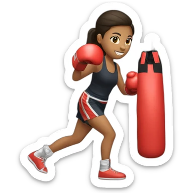girl punching a muay tai boxing bag sticker