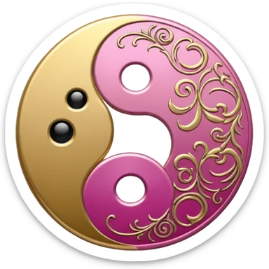 Yin Yang gold and pink sticker