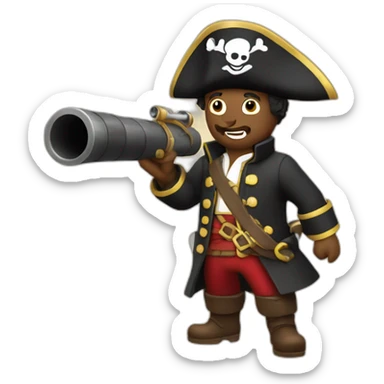 A pirate shooting cannonball sticker
