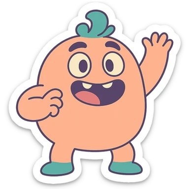 adorable gibberling character, round body, pastel colors, playful pose sticker