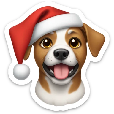 dog with christmas hat sticker
