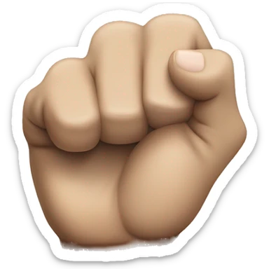 left hand fist, thumb visible between rightmost finger and previous finger sticker