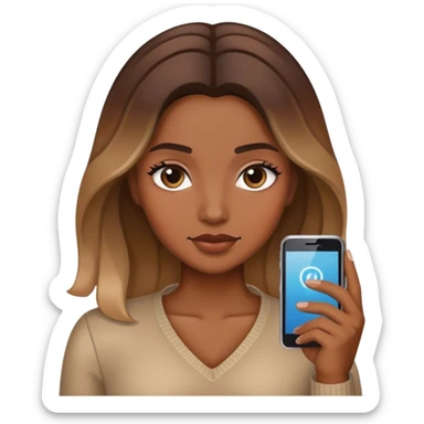 Realistic balage hair  woman speaking on 1 cell phone sticker