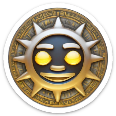 Un sol dorado sonriente con rayos de luz, representando la felicidad y la energía positiva, inspirado en la iconografía Inca del dios Inti sticker