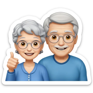 granny with a pumped up guy emoji iOS 18.1 sticker