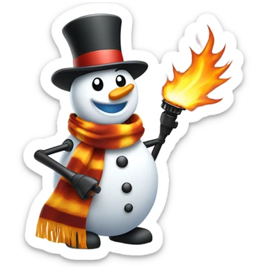 Snowman with a flamethrower  sticker