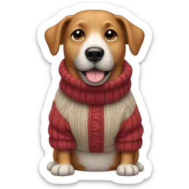Dog wearing a winter sweater sticker